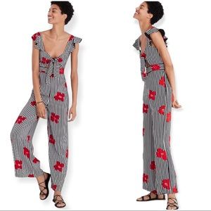 Madewell Striped Red Floral Jumpsuit